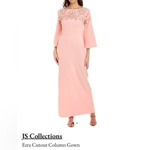 JS Collections- Pink Ezra Cutout Column Gown
